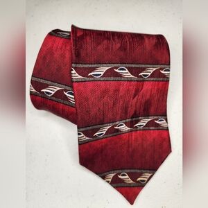 Oscar de La Renta Couture Formal Men's Vintage 100% Silk Tie Red Waves Classic